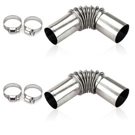 2 Pieces Stainless Steel Exhaust Pipe Angle Connector, 25 mm Exhaust Hose Car Auxiliary Heater Vent Hose Diesel Heater Exhaust Pipe Accessories with 4 Stainless Steel Clips