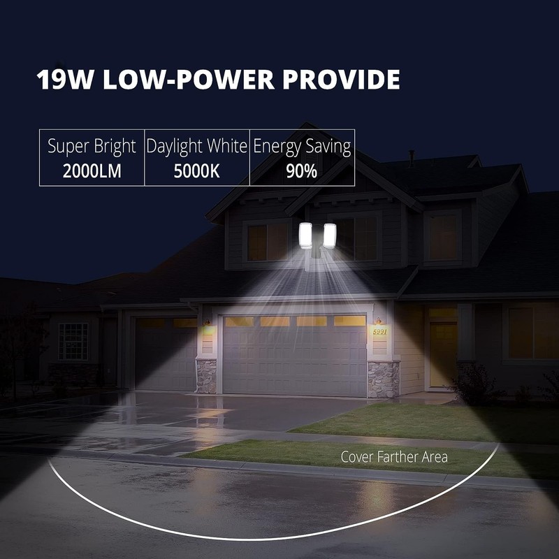 UME 2 Pack 19W LED Flood Light Motion Sensor Outdoor,