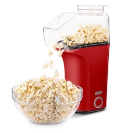 DASH Hot Air Popcorn Popper Maker with Measuring Cup to Portion Popping Corn Kernels + Melt Butter, 16 Cups - Red