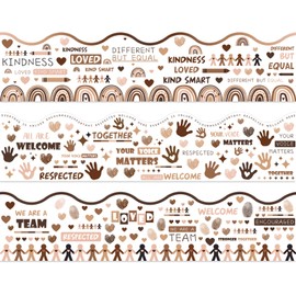 JarThenaAMCS 72Pcs Diversity Bulletin Board Borders Equality Growth Mindset Self-Adhesive Border Trims Scalloped Educational Border Sticker Decals for Back to School Classroom Office Party Wall Decor