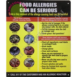 Resturant food allergy sign (Aluminium-rust free,Yellow/BLACK, size 10X12 inch, x)