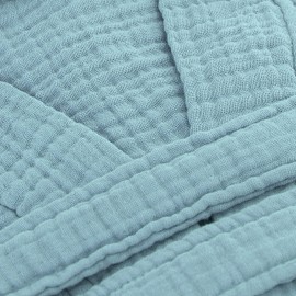 ORMES Muslin Unisex Bathrobe Women & Men, Turkish 100% Cotton Kimono Lightweight Robe | Long Robes Soft, Absorbent, Spa robes (CA/US, Alpha, Large, X-Large, Regular, Regular, Ice Blue)