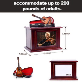 ZGYLIN Guitar Urn for Ashes Adult Male Female, Wooden Cremation Urn Human Ashes Man Women Up to 290 Lbs, Memorial Urns Large Box Holds 7 x 6 Inch Photo