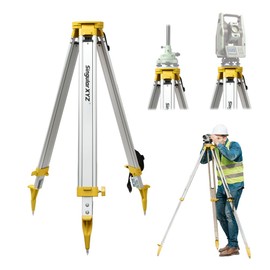SingularXYZ Aluminum Surveying Tripod, Heavy Duty Construction Transit Tripod with Quick Clamp, 5/8-Inch-11 Threaded Flat Head for RTK Base Station, Total Station & Laser Level