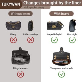 TUKYWAN Purse Organizer Insert with Zipper for GG Marmont Insert Matelasse Shoulder Bag,Handbag Organizer Liner Pouch,Handbag Tote Shaper Insert for Women Inner Bladder Bag(Coffee,Mini)