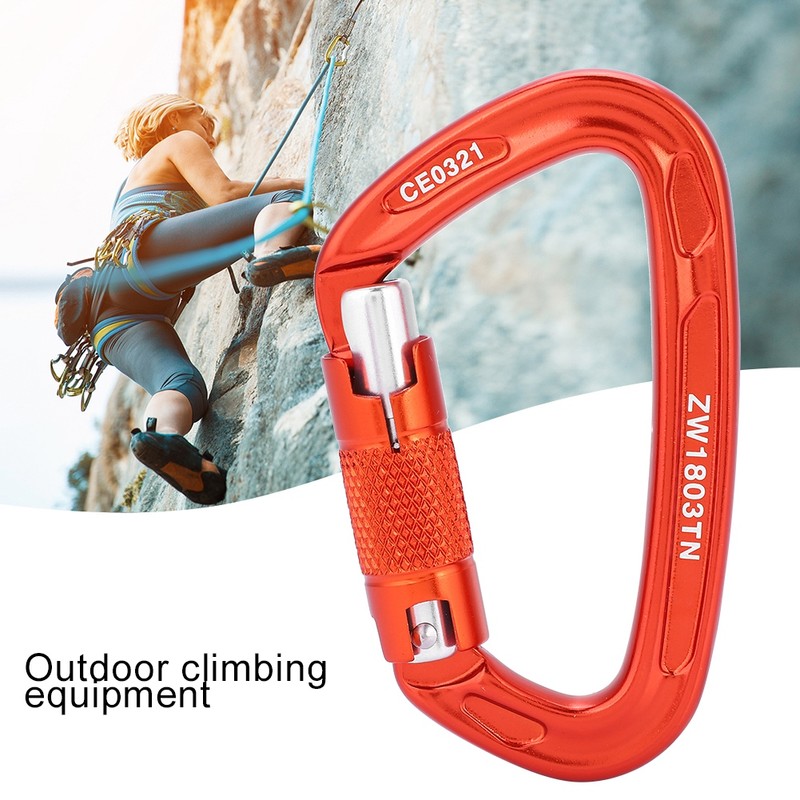 25KN Safety Lock D Buckle Outdoor Rock Climbing Rescue Carabiner
