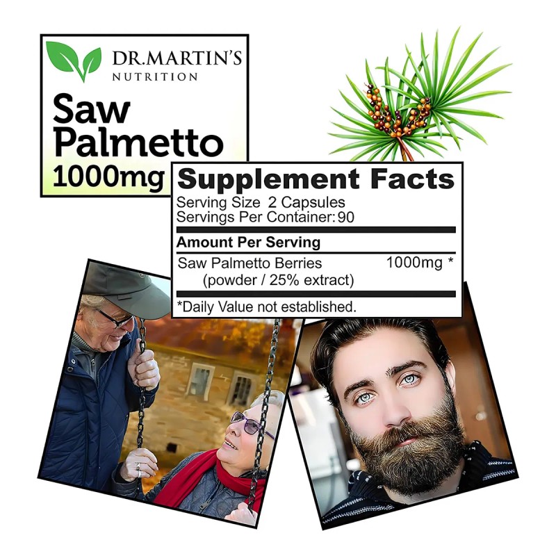 Saw Palmetto 1000mg (180 Cpsulas) Salud De Prstata Sabor Sin