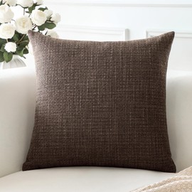 Artscope Linen Cushion Covers Set of 1 Decorative Square Pillowcase Pillow Cover 18x18 Inch for Home Decor Sofa Bedroom Car 45x45cm Dark Brown