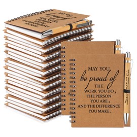 Honoson 30 Sets Employee Appreciation Gifts, Employee Appreciation Notebook with Ballpoint Pen Mini Spiral Inspiration Notebook Thank You Bulk Christmas Gift for Employee Coworker Teacher, Brown