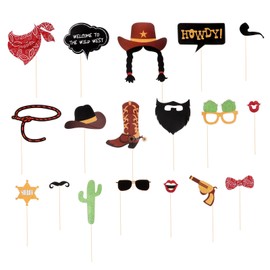 West Photo Booth Accessories with Bamboo Sticks Funny Party Decoration Supplies Pack of 18