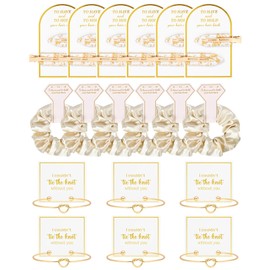 18 Pcs Bridesmaid Proposal Gifts Bridesmaid Hair Clips Scrunchies Knot Bracelet Bachelorette Party Wedding Favors Bridal Party Present Hair Accessories for Women (Golden Series)