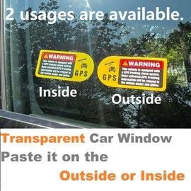 GOOYOGOO (Set of 6) Warning GPS Tracking Stickers for Car, 4x2 Inch, Alarm System GPS Tracking Device,Anti-Theft,Double-Sided Printed Inside or Outside of The Window