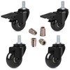 Hirate 2" Caster Wheel with 3/8"-16UNC Threaded Stem(2 Casters with Brake Lock), 4 Pack Swivel Stem Casters Wheels with Screw Inserts for Carts Furniture Trolley DIY Stands