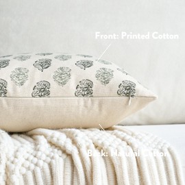 FIOUOVO Floral Vintage Throw Pillow Covers 20x20 Pillow Cover Block Print Decorative Cushion Covers Farmhouse Neutral Accent Home Décor for Sofa Couch Living Room Bedroom, 1PC, Olive Green