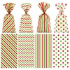Whaline 160Pcs Christmas Cellophane Treat Bags Red Green Stripe Wave