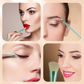 SJBAUTYO 13 Piece Makeup Brush Set, Makeup Brushes & Tools, Professional Make-Up Brush, Synthetic Cosmetic Brush Set for Powder, Foundation, Eyeshadow, Blush, Green