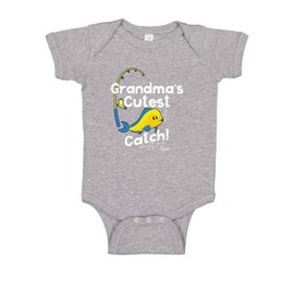 Grandma's Cutest Catch (Blue) New Grandma Gifts Heather Bodysuit & Heather/Black Bib Set Newborn