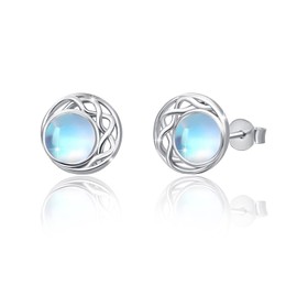 REDSUN Moonstone Earrings 925 Sterling Silver Earrings Celtic/Sun/Candy/Heart/Rabbit/Star Moonstone Stud Earrings Jewellery Birthday Gifts for Women Daughter Girls, Sterling Silver, Moonstone