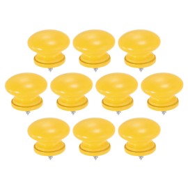 sourcing map 10Pcs Round Wood Drawer Knob, 1.26" x 0.98" Self-Tapping Solid Wood Handle Round Cabinet Knob Mushroom Shape Wooden Knobs for Furniture Dresser Wardrobe, Yellow