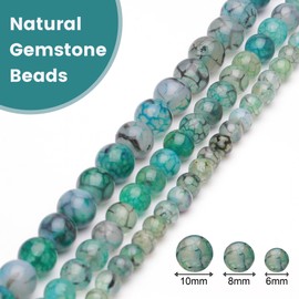 Chicager 6mm Natural Stone Beads for Jewelry Making,Dragon Vein Agate Polished Smooth Round Gemstone Beads for Bracelet Necklace 15 Inch