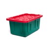 HOMZ Holiday Plastic Storage Container, 2 Pack, Red/Green, 2 Count