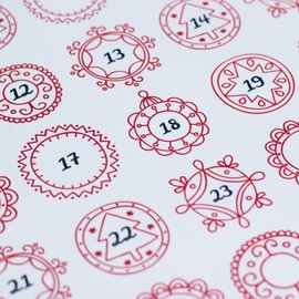Luck and Luck Red Ornate Advent Christmas Stickers x 35 Craft Single Sheet