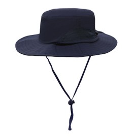 YAMEIZE Waterproof UPF50+ Bucket Hat with String - for Women Men UV Protection Adjustable Fishing Hat with Strap Safari Hat Hiking Climbing Outdoor Blue