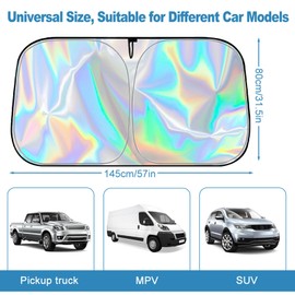 Gmphix Sun Protection Car Windscreen Sun Protection Windscreen Interior Foldable Sun Visor Car Blocks UV Rays (145 x 80 cm)