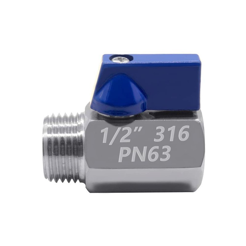 Beduan 1/2" Mini Ball Valve, Stainless Steel Female x Male