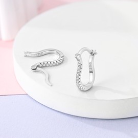 NARMO Earrings for Women 925 Sterling Silver Horseshoe Hoop Earrings Crystal Cubic Zirconia Earrings