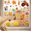 KIKISML 75 PCS Fall Thanksgiving Window Clings Stickers, 6 Sheets