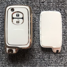 Kinotaka TPU Smart Key Case Designed for Toyota Prius 30 Series, Prius α, Aqua, 86, Vitz, Corolla etc. 2 Button Smart Key Cover, white