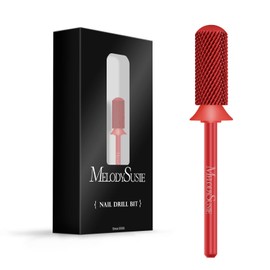 MelodySusie Safety Nail Drill Bits, 3/32'' Smooth Round Top Small Barrel Carbide Bits, Fast Remove Acrylic or Hard Gel for Manicure Pedicure Salon Professional or Beginner, Red, Fine