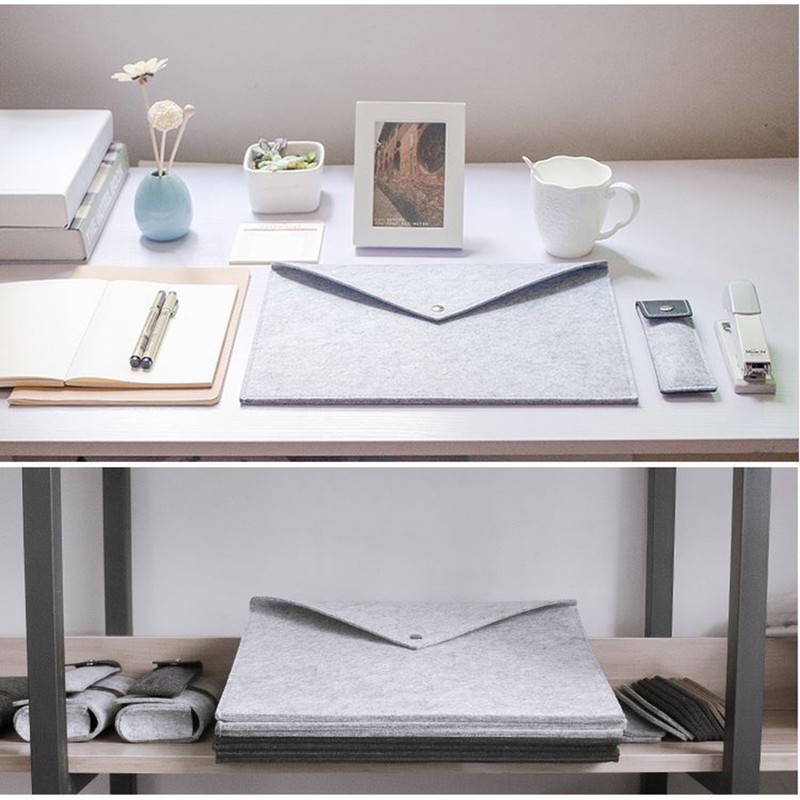 Felt Tablet Sleeve Bag Large Capacity Layered Storage Soft Inner