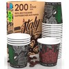 200 Paper Coffee Cups 65ml Italy Black Eco-Friendly Biodegradable Disposable