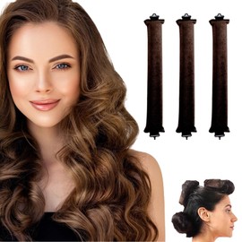 Moguri 3 Stück Hitzefreier Lockenwickler, Lockenwickler zum Ausschlafen, hitzefreie Locken über Nacht,Flexi Stangen mit Haken, hitzefreier Lockenstab für alle Haartypen