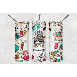 Teacher Life 20oz Skinny Tumbler with lid and straw, teacher gift