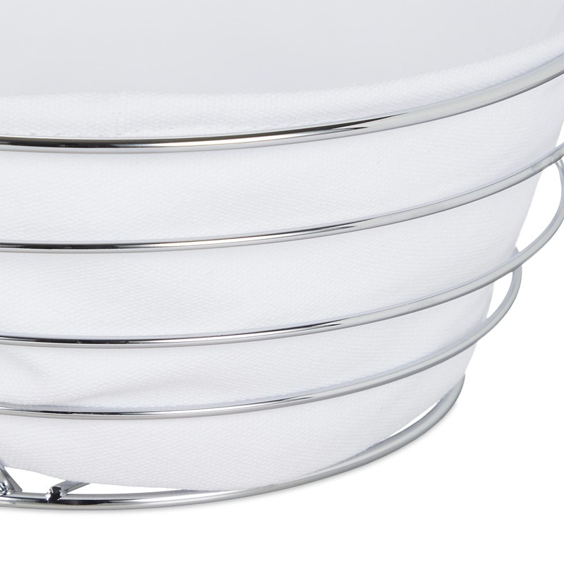 Relaxdays Bread Basket Metal with Removable Fabric Insert, Round, Breakfast