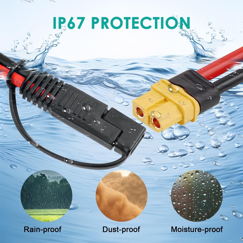 MOOKEERF 10AWG SAE to XT60 Connector Extension Cable 20FT, XT60