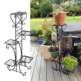 UNHO Vertical Stable Flower Shelf Multi Pots Holder Plant Stand Rack Metal Anti-Rust