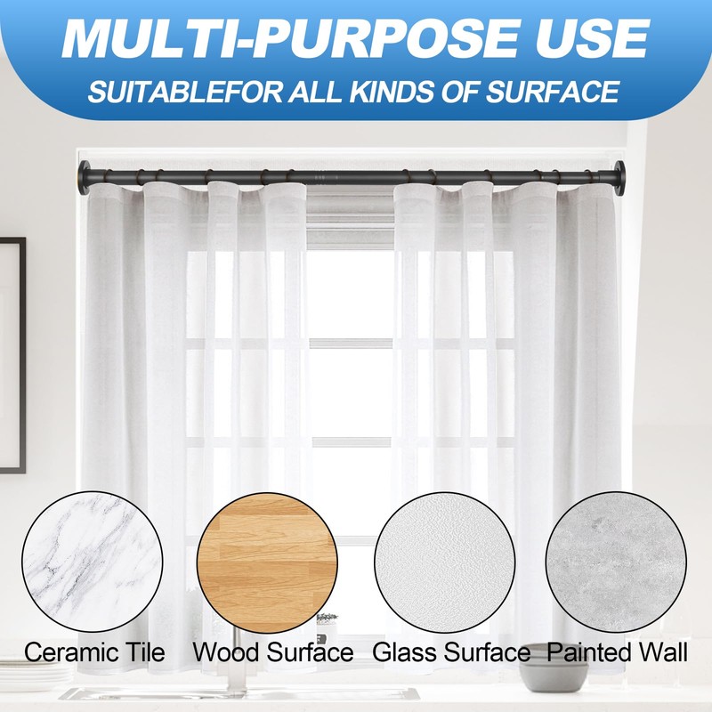 CorkLatta Black Shower Curtain Rod 31 to 92 Inch,1 Inch