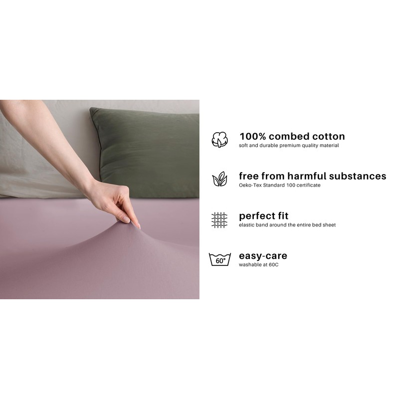 DecoKing Fitted Sheet Cotton Jersey Boxspring, Amber Collection, 180x200-200x200 cm