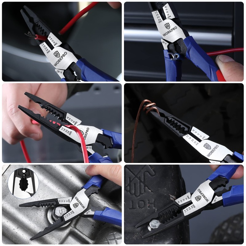 WORKPRO 7-in-1 Needle-Nose Pliers | Wire Stripper/Cutter/Crimper and Spanner |