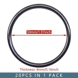 Jamsinmu Metal Ring Robust O-Rings Multi-Purpose for DIY Accessories, Belt and Dog Leads Craft Accessories Gun Metal 50 mm