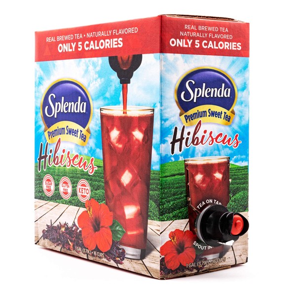 SPLENDA Premium Sweet Tea On Tap, 1 Gallon Bag In Box Ready to Drink Liquid, Hibiscus Tea, 128 Fl Oz
