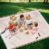 5.9x7.5ft Extra Large Outdoor Boho Picnic Blanket with White Table