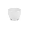 White ceramic 13 cm planter with saucer, BARREL series