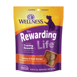 Wellness Rewarding Life Grain-Free Soft Dog Treats (Previously Wellbites), Made in USA with Natural Ingredients, Ideal for Training (Turkey & Duck Recipe, 6-Ounce Bag)