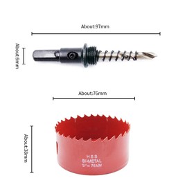 3 inch Hole Saw, LAIWEI bi-Metal Hole Cutter. for Drilling Wood, Aluminium Profiles, PVC, plasterboard, etc. Round Knife Calibre 3"(76mm)
