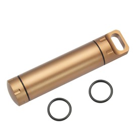 Portable Survival Waterproof Pill Container Outdoor Waterproof Capsule Seal Bottle Holder Case Emergency Tool,Aluminum Bottle (Bronze-colored, 14 * 3CM)